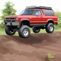 Create an image depicting a vehicle that almost went offroading by accident