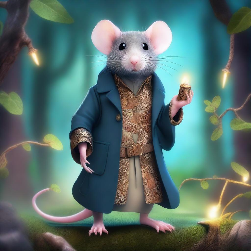 A fantasy-themed rat wearing a trenchcoat