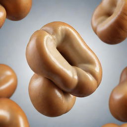 A detailed and realistic image of a cashew nut with a glossy shine capturing its unique shape, texture and color.