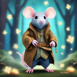 A fantasy-themed rat wearing a trenchcoat