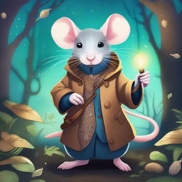 A fantasy-themed rat wearing a trenchcoat