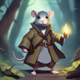 A fantasy Dungeons & Dragons-themed rat wearing a trenchcoat