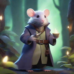 A fantasy Dungeons & Dragons-themed rat wearing a trenchcoat