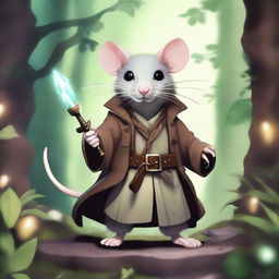 A fantasy Dungeons & Dragons-themed rat wearing a trenchcoat