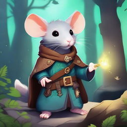 A cute fantasy Dungeons & Dragons-themed rat wearing a coat