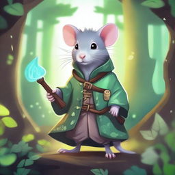 A cute fantasy Dungeons & Dragons-themed rat wearing a coat