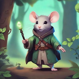 A cute fantasy Dungeons & Dragons-themed rat wearing a coat