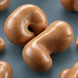 A detailed and realistic image of a cashew nut with a glossy shine capturing its unique shape, texture and color.