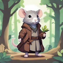 A cute Dungeons & Dragons-themed rat wearing a trenchcoat