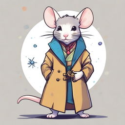 A cute DnD fantasy rat wearing a stylish trench coat