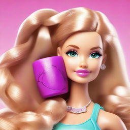 A Barbie character named Eleonora, white race, with a tan, big upturned green eyes, and a small mole on her cheek