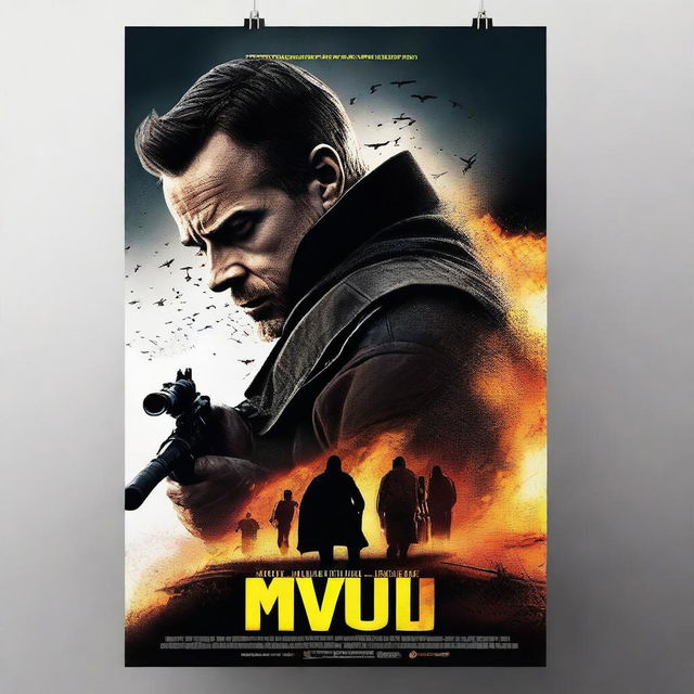 Create a professional looking movie poster featuring a dramatic and captivating scene