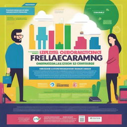 Create an 11x16 inch poster for a Freelancer meetup titled 'Exploring the Impact of Freelancing on Pakistan's Economy