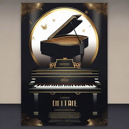 Create a professional looking movie poster with a piano theme