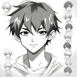 Create a detailed illustration of an anime manga boy's face