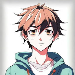 Create a detailed illustration of an anime manga boy's face