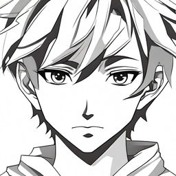 Create a detailed illustration of an anime manga boy's face