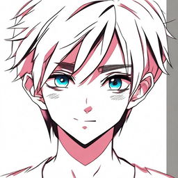 Create a detailed illustration of an anime manga boy's face