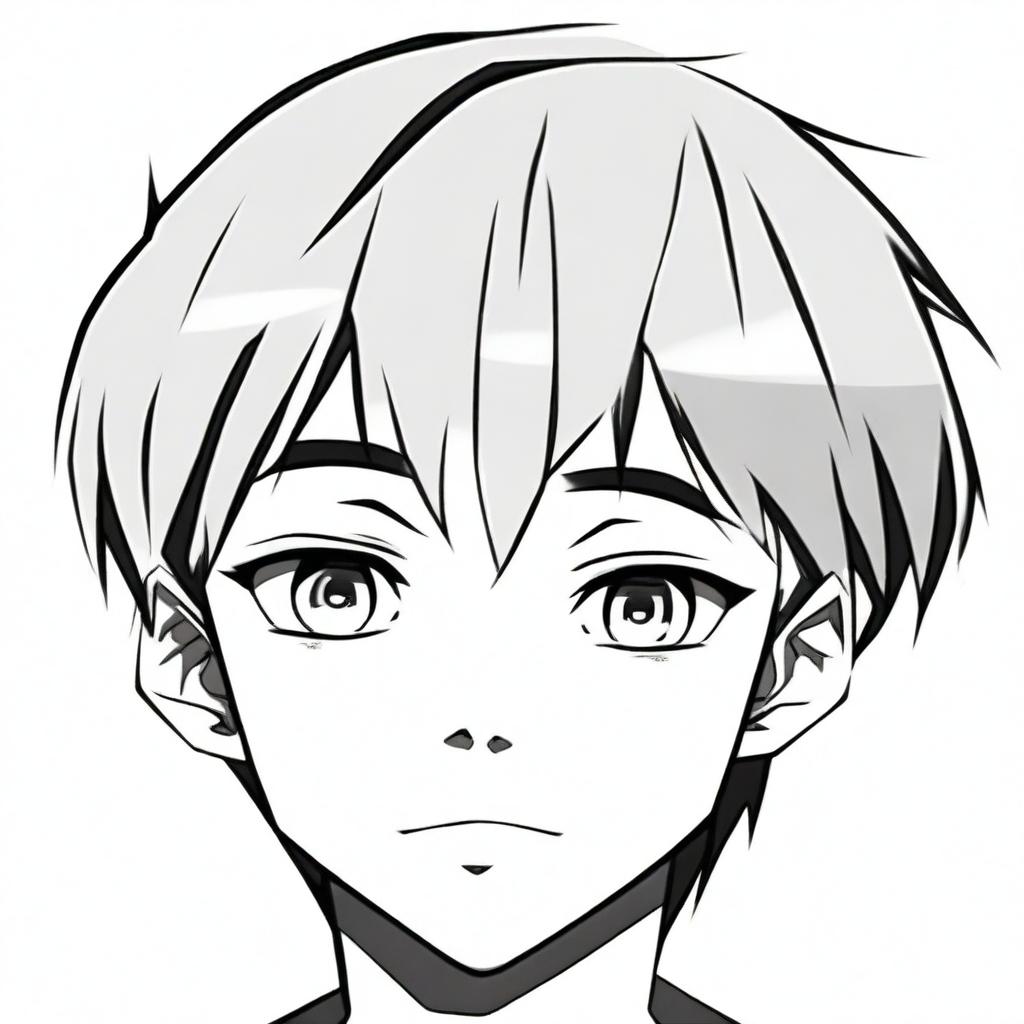 Create a simple illustration of an anime manga boy's face