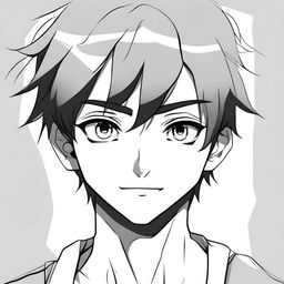 Create a simple illustration of an anime manga boy's face