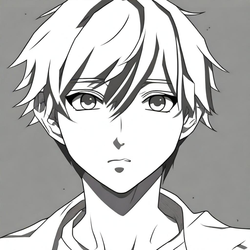 Create a simple illustration of an anime manga boy's face