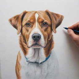 Create a detailed portrait drawn by a veterinary doctor, capturing the precision and care of their profession in the artistry.