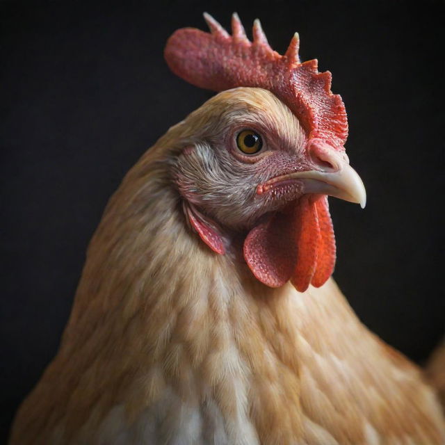 Generate a simple, beginner-friendly portrait of a chicken, focusing on the essential features making it easy to replicate.