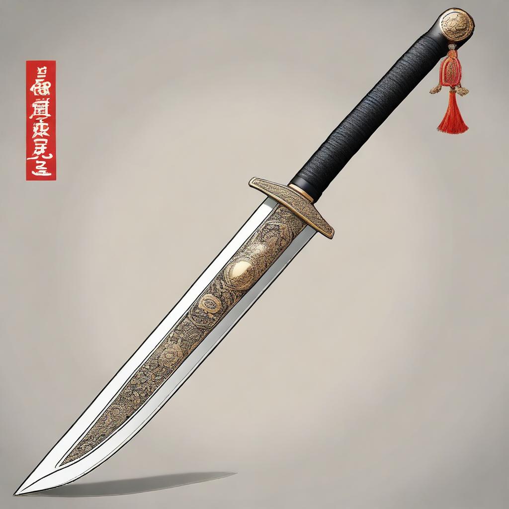 A detailed illustration of a Chinese Fangtian Huaji polearm