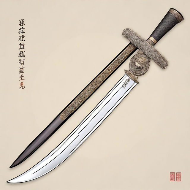 A detailed illustration of a Chinese Fangtian Huaji polearm