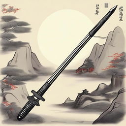 A highly detailed and historically accurate depiction of a Chinese weapon called a Fangtian Huaji
