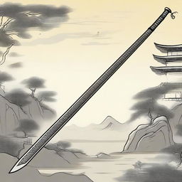 A highly detailed and historically accurate depiction of a Chinese weapon called a Fangtian Huaji