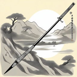 A highly detailed and historically accurate depiction of a Chinese weapon called a Fangtian Huaji