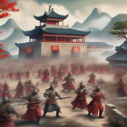 A vivid and historically accurate scene of ancient Chinese warfare