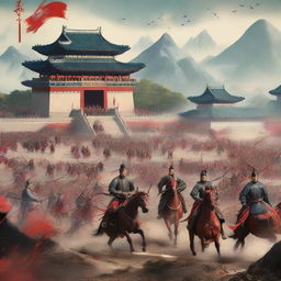 A vivid and historically accurate scene of ancient Chinese warfare