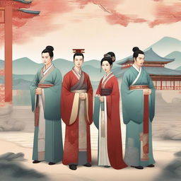 A detailed and historically accurate depiction of ancient Chinese clothing