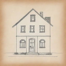 Create a simple drawing of a house that subtly suggests the owner is a Gemini, incorporating elements of the Gemini zodiac sign.