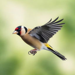 Create an image of a goldfinch in flight