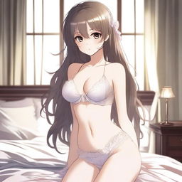 An anime girl wearing elegant lingerie