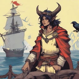 A young human seafarer in a Dungeons & Dragons setting, with a normal human face and a slim body