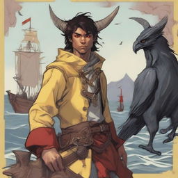 A young human seafarer in a Dungeons & Dragons setting, with a normal human face and a slim body