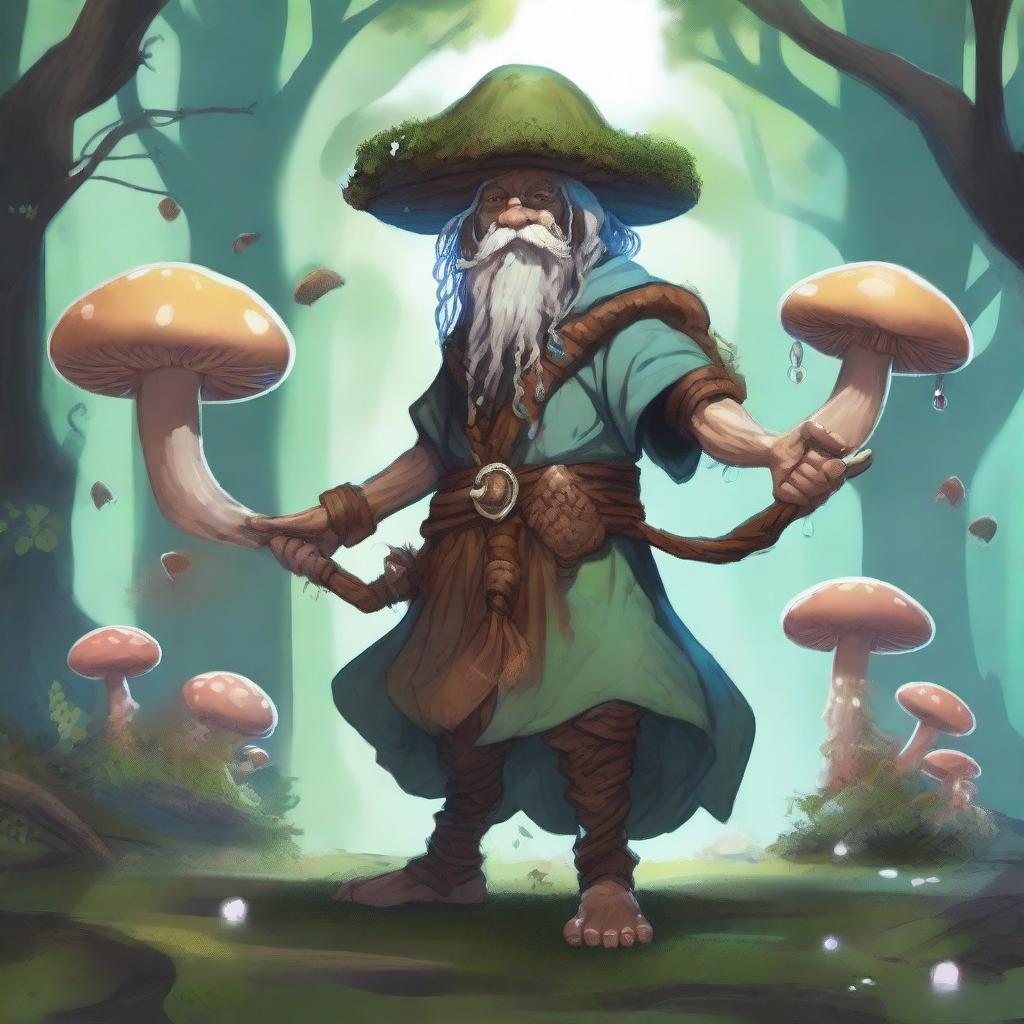 A detailed illustration of a Dungeons & Dragons character: a Spore Druid
