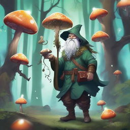 A detailed illustration of a Dungeons & Dragons character: a Spore Druid
