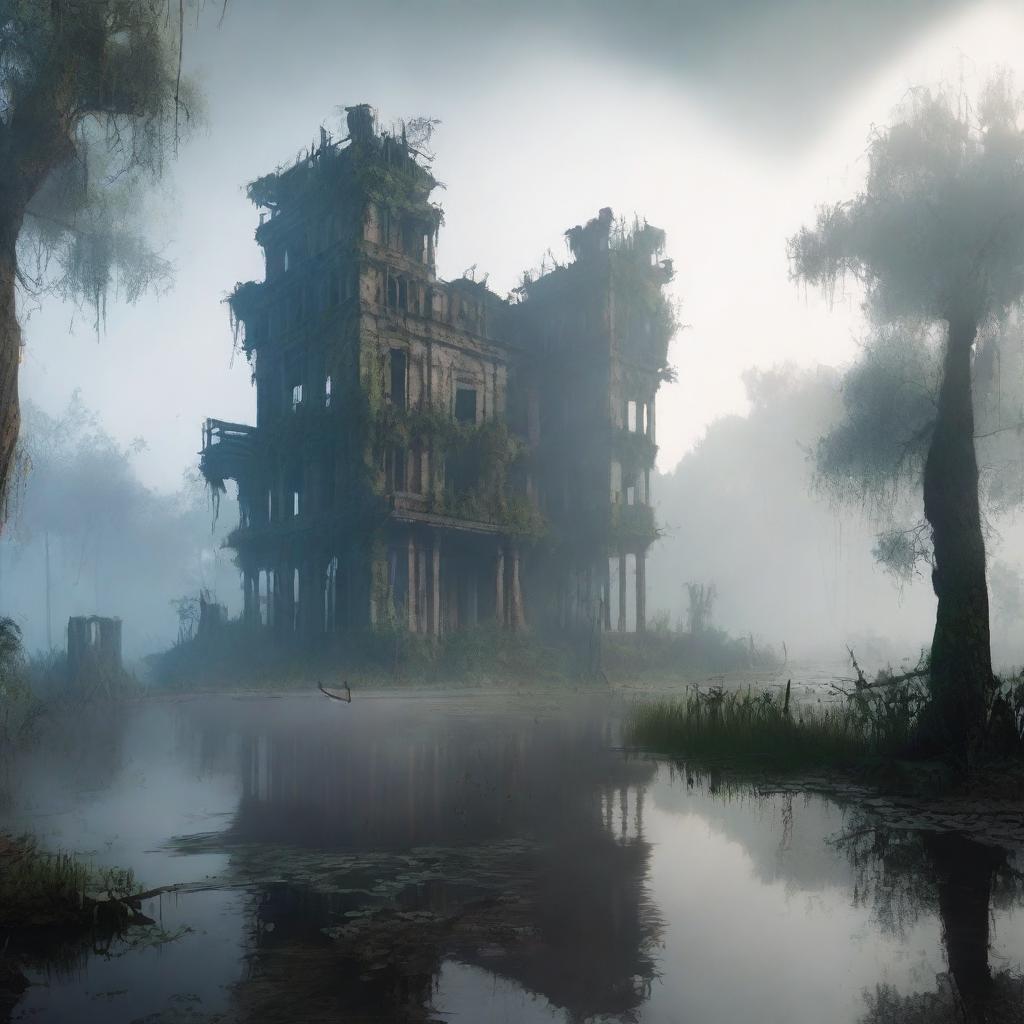 A lost city in the middle of a swamp, with no birds in sight