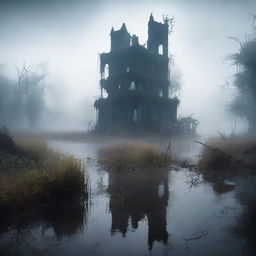 A lost city in the middle of a swamp, devoid of birds