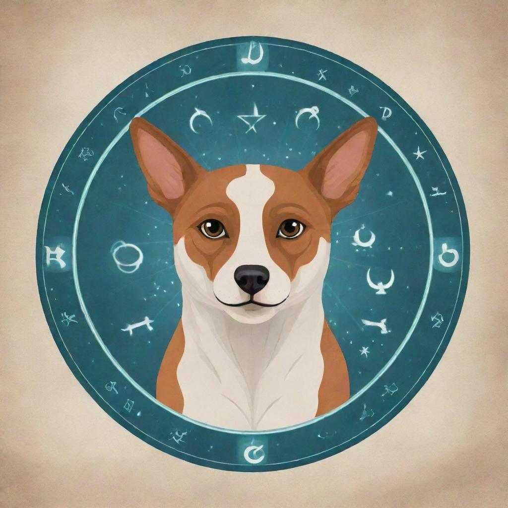 Generate a detailed illustration that integrates elements of a veterinary medicine student and the Gemini zodiac symbol, signifying the user's background and star sign.