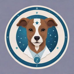 Generate a detailed illustration that integrates elements of a veterinary medicine student and the Gemini zodiac symbol, signifying the user's background and star sign.