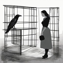 A raven trapped in a cage and the farmer's wife