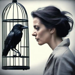 A raven trapped in a cage is found by a woman who has betrayed her husband