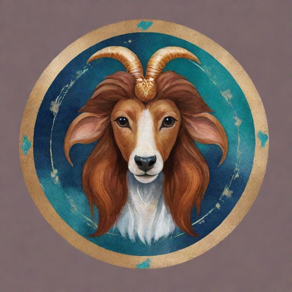 Design a personal logo for 'Amir', combining elements of veterinary medicine, the Gemini zodiac sign, with the look and feel of an acrylic painting.