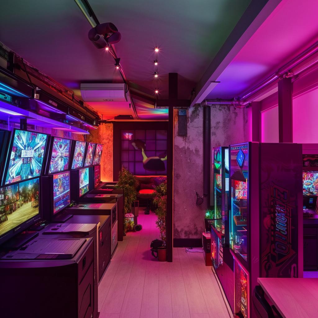 A 200 m2 apartment transformed into a cozy gaming center integrated with a coffee shop.